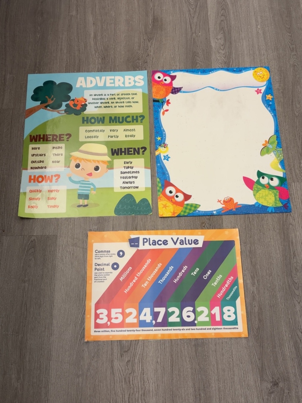 Colorful Educational Wall Decor Set - Blue, Green, Orange